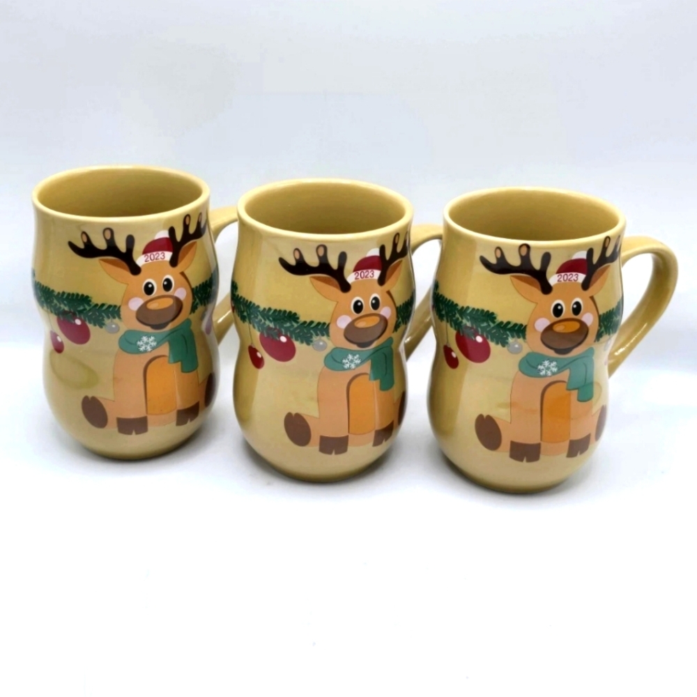 Christkindlmarket Chicago Set 3 Mugs 2023 Reindeer Christmas German Kinder Club